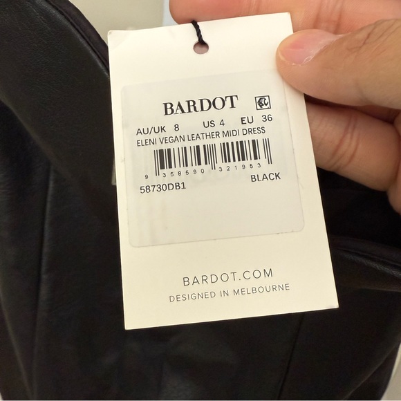 Bardot Eleni Vegan Leather Midi Dress In Black size 4 new with tags - Picture 7 of 8